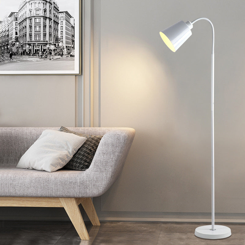 Contemporary Nordic Cylinder Iron Shade Arc Floor Lamp - 1-Light Living Room Lighting