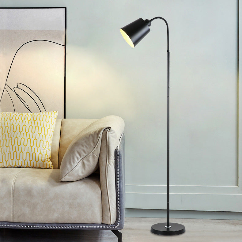Contemporary Nordic Cylinder Iron Shade Arc Floor Lamp - 1-Light Living Room Lighting