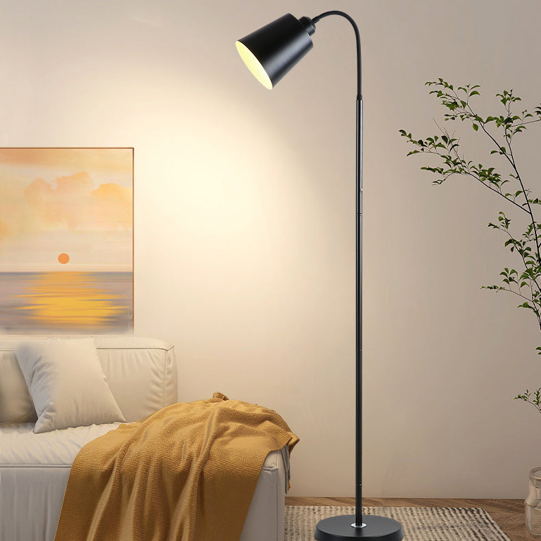 Contemporary Nordic Cylinder Iron Shade Arc Floor Lamp - 1-Light Living Room Lighting