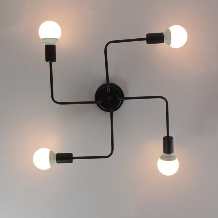 Rustic Glass Iron Frame 4/6/8-Light Semi-Flush Mount Ceiling Light for Living Room