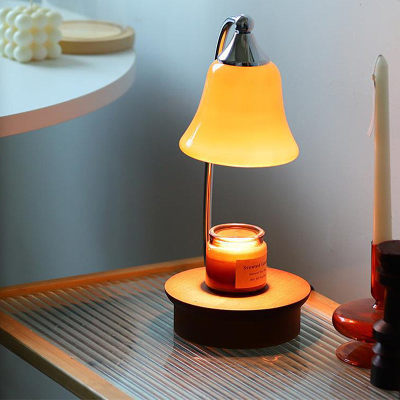 Contemporary Nordic Glass Bell Shade Table Lamp with Solid Wood Base - 1-Light Melting Wax Design for Bedroom