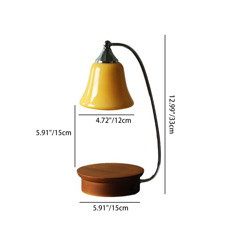 Contemporary Nordic Glass Bell Shade Table Lamp with Solid Wood Base - 1-Light Melting Wax Design for Bedroom