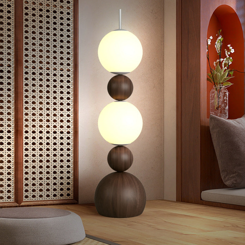 Contemporary Scandinavian Iron LED Floor Lamp with Spherical Shade for Living Room