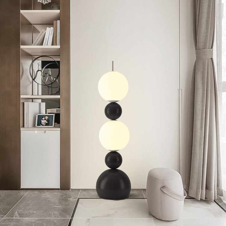 Contemporary Scandinavian Iron LED Floor Lamp with Spherical Shade for Living Room