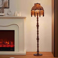 Traditional European Tassel Shade Floor Lamp with Solid Wood Rod – 1-Light for Bedroom