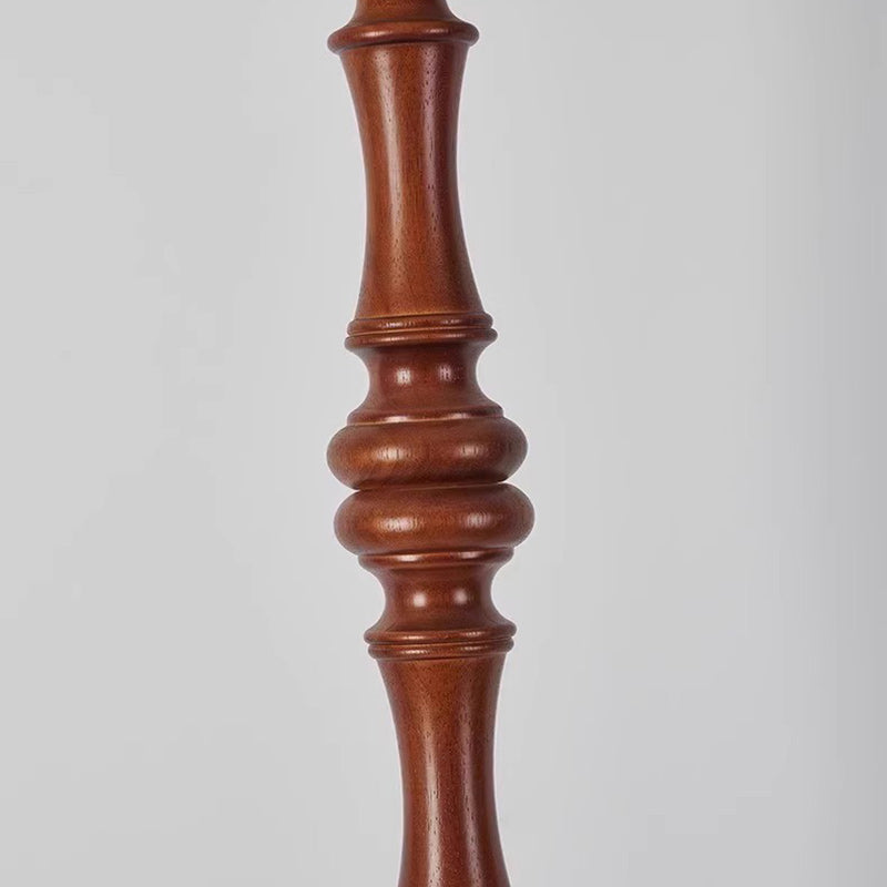 Traditional European Tassel Shade Floor Lamp with Solid Wood Rod – 1-Light for Bedroom