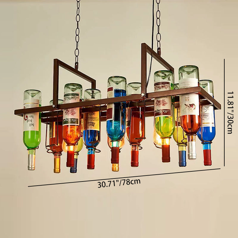 Contemporary Iron Colorful Wine Bottle Chandelier 1/3/4/5-Light for Bar Island Lighting