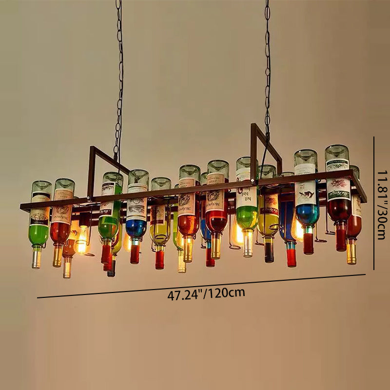 Contemporary Iron Colorful Wine Bottle Chandelier 1/3/4/5-Light for Bar Island Lighting