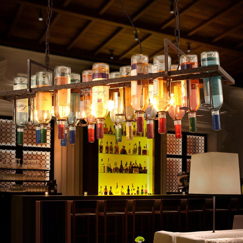 Contemporary Iron Colorful Wine Bottle Chandelier 1/3/4/5-Light for Bar Island Lighting