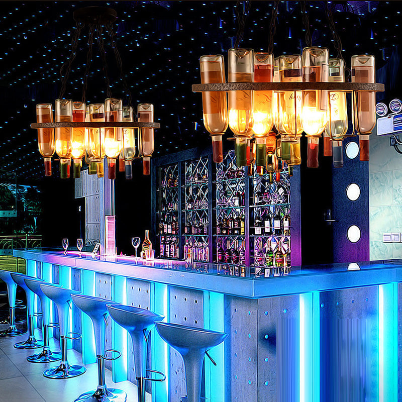 Contemporary Iron Colorful Wine Bottle Chandelier 1/3/4/5-Light for Bar Island Lighting