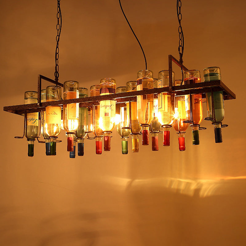 Contemporary Iron Colorful Wine Bottle Chandelier 1/3/4/5-Light for Bar Island Lighting