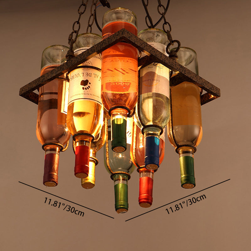 Contemporary Iron Colorful Wine Bottle Chandelier 1/3/4/5-Light for Bar Island Lighting
