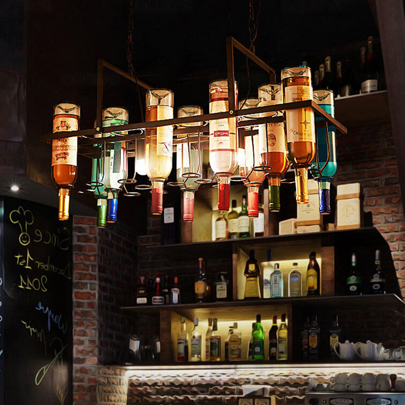 Contemporary Iron Colorful Wine Bottle Chandelier 1/3/4/5-Light for Bar Island Lighting