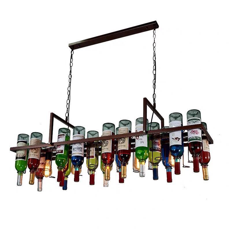 Contemporary Iron Colorful Wine Bottle Chandelier 1/3/4/5-Light for Bar Island Lighting