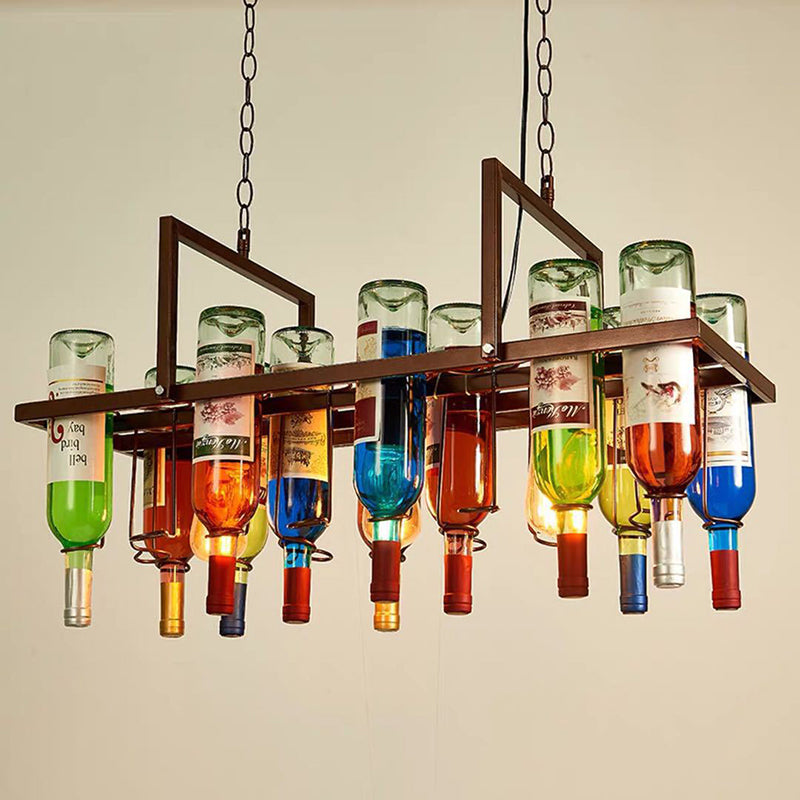Contemporary Iron Colorful Wine Bottle Chandelier 1/3/4/5-Light for Bar Island Lighting