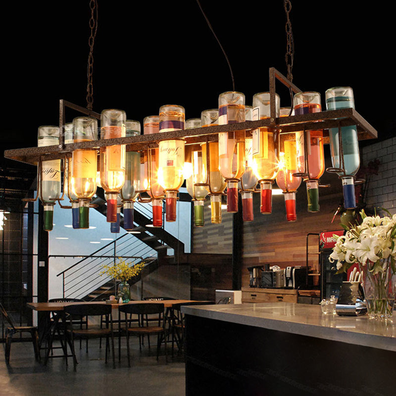 Contemporary Iron Colorful Wine Bottle Chandelier 1/3/4/5-Light for Bar Island Lighting