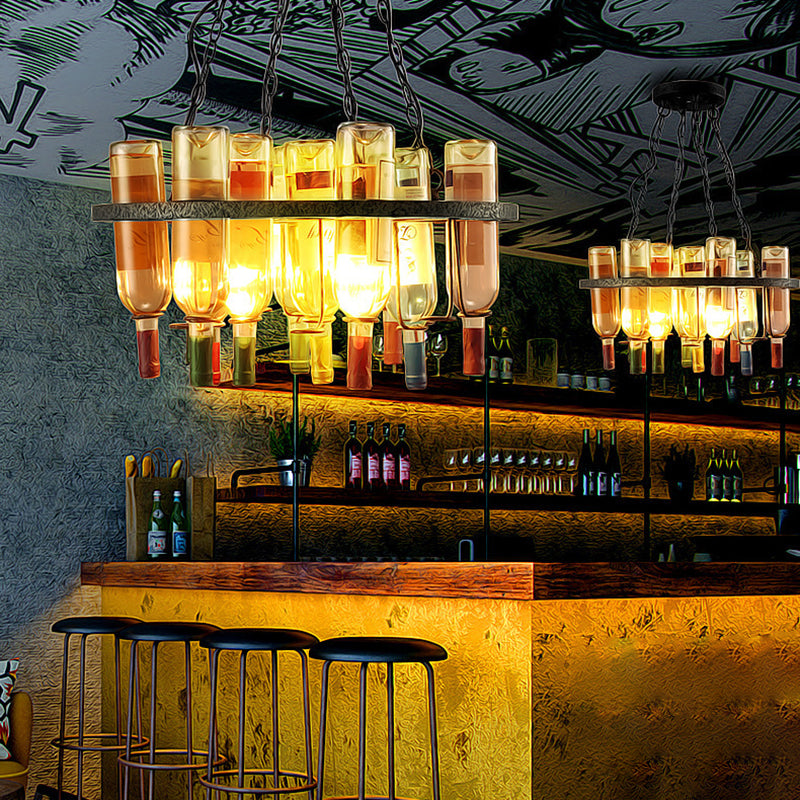 Contemporary Iron Colorful Wine Bottle Chandelier 1/3/4/5-Light for Bar Island Lighting