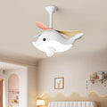 Contemporary Scandinavian Whale Plane LED Ceiling Fan Light - Iron Acrylic Shade, ABS Downrods for Bedroom