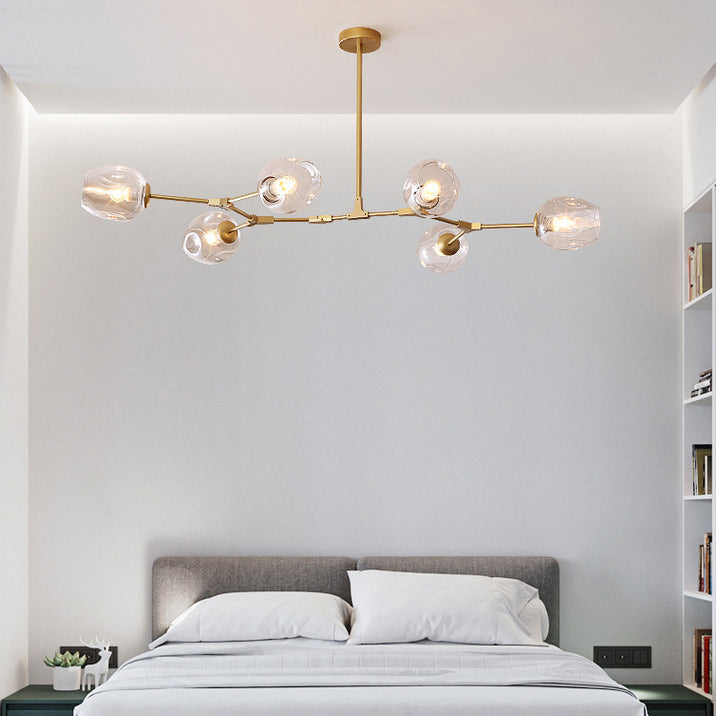 Contemporary Mid-Century Iron Branch Glass Chandelier - 6/7 Light Design for Living Room