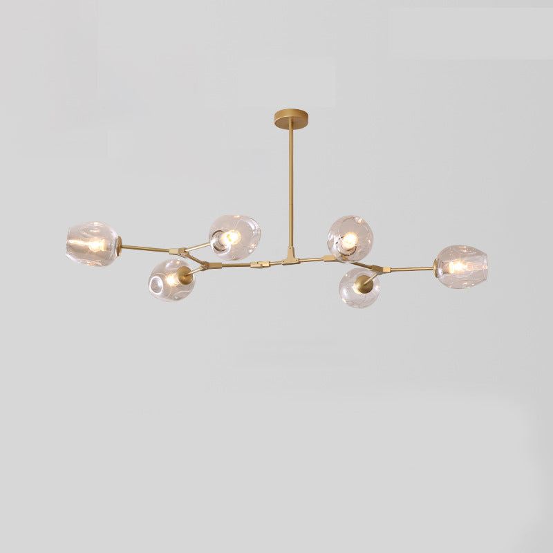 Contemporary Mid-Century Iron Branch Glass Chandelier - 6/7 Light Design for Living Room