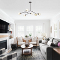 Contemporary Mid-Century Iron Branch Glass Chandelier - 6/7 Light Design for Living Room