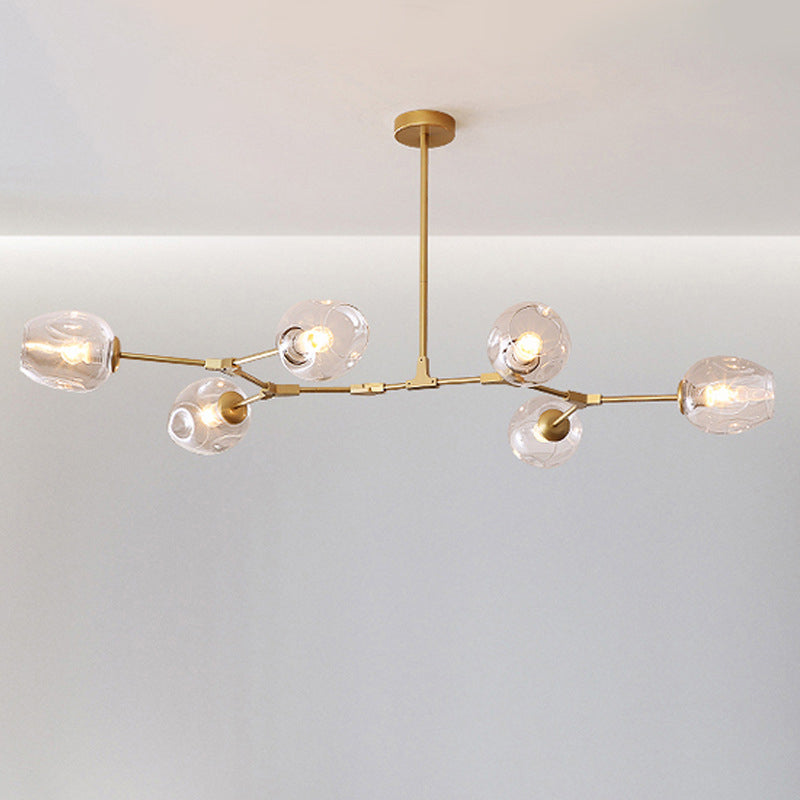 Contemporary Mid-Century Iron Branch Glass Chandelier - 6/7 Light Design for Living Room