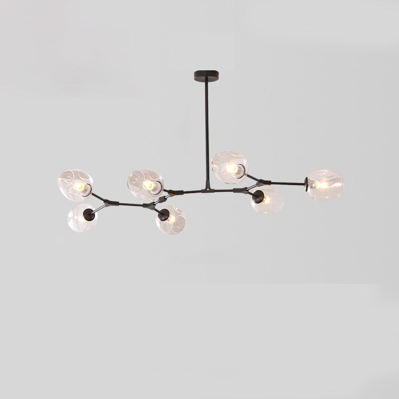 Contemporary Mid-Century Iron Branch Glass Chandelier - 6/7 Light Design for Living Room