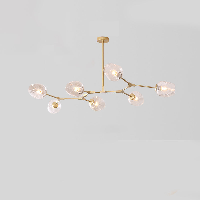 Contemporary Mid-Century Iron Branch Glass Chandelier - 6/7 Light Design for Living Room