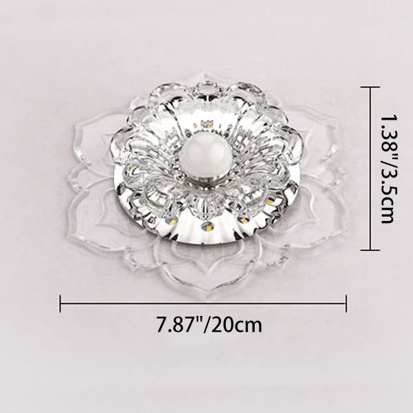 Contemporary Luxury Floral Crystal Acrylic LED Flush Mount Ceiling Light for Hallway