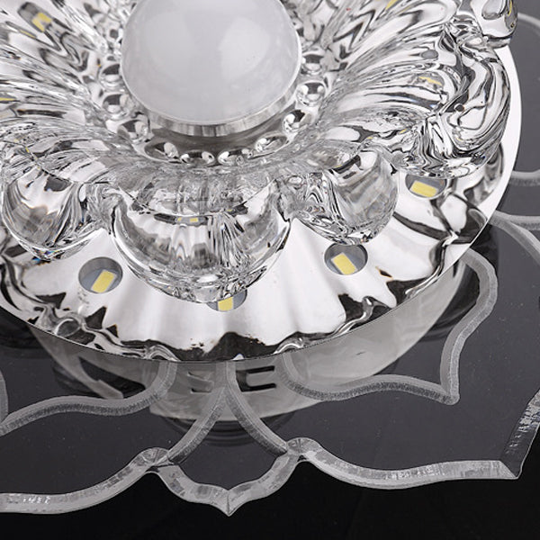 Contemporary Luxury Floral Crystal Acrylic LED Flush Mount Ceiling Light for Hallway