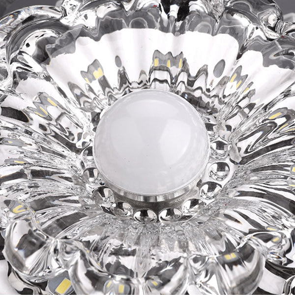 Contemporary Luxury Floral Crystal Acrylic LED Flush Mount Ceiling Light for Hallway