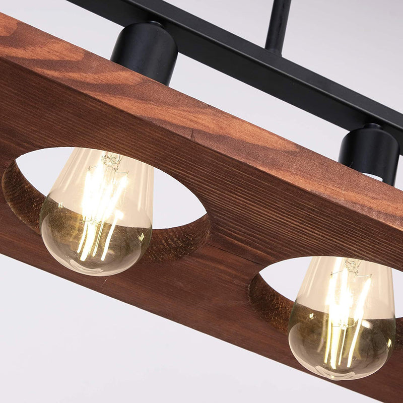 Traditional Farmhouse Solid Wood Iron 5-Light Island Light Chandelier