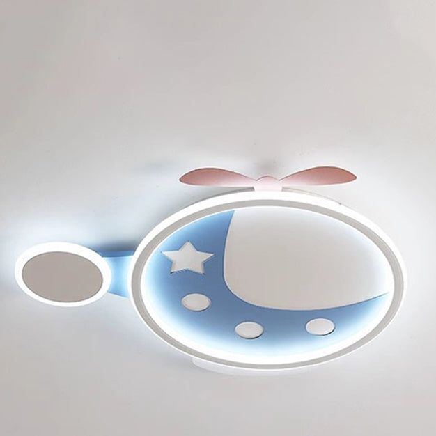 Contemporary Creative Cartoon Helicopter Iron Acrylic LED Flush Mount Ceiling Light Kids Room Lighting Modern Childrens Ceiling Fixture Playroom Decor Bright Illumination for Living Room Unique Design Kid-Friendly Light Fixture