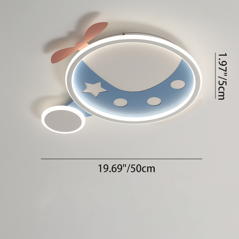 Contemporary Creative Cartoon Helicopter Iron Acrylic LED Flush Mount Ceiling Light Kids Room Lighting Modern Childrens Ceiling Fixture Playroom Decor Bright Illumination for Living Room Unique Design Kid-Friendly Light Fixture