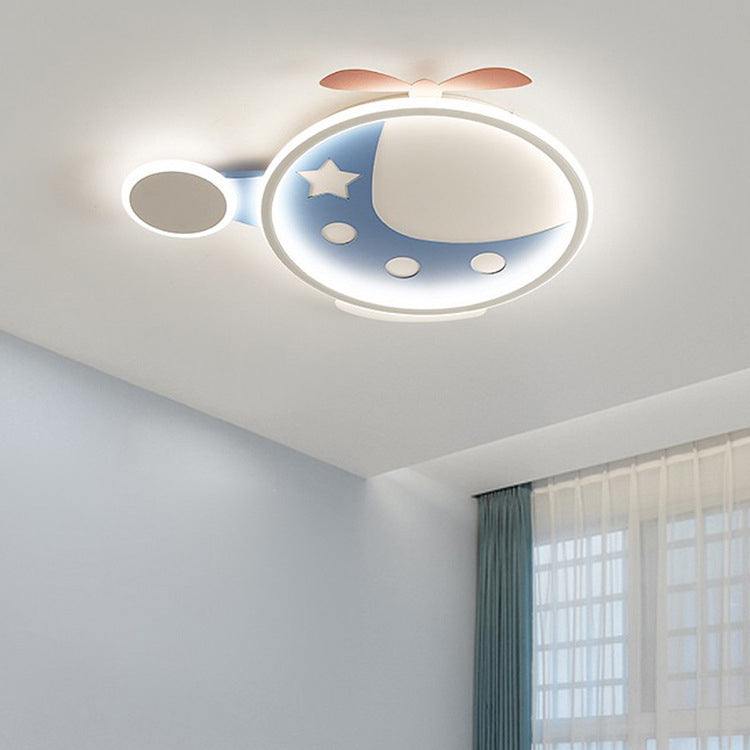 Contemporary Creative Cartoon Helicopter Iron Acrylic LED Flush Mount Ceiling Light Kids Room Lighting Modern Childrens Ceiling Fixture Playroom Decor Bright Illumination for Living Room Unique Design Kid-Friendly Light Fixture