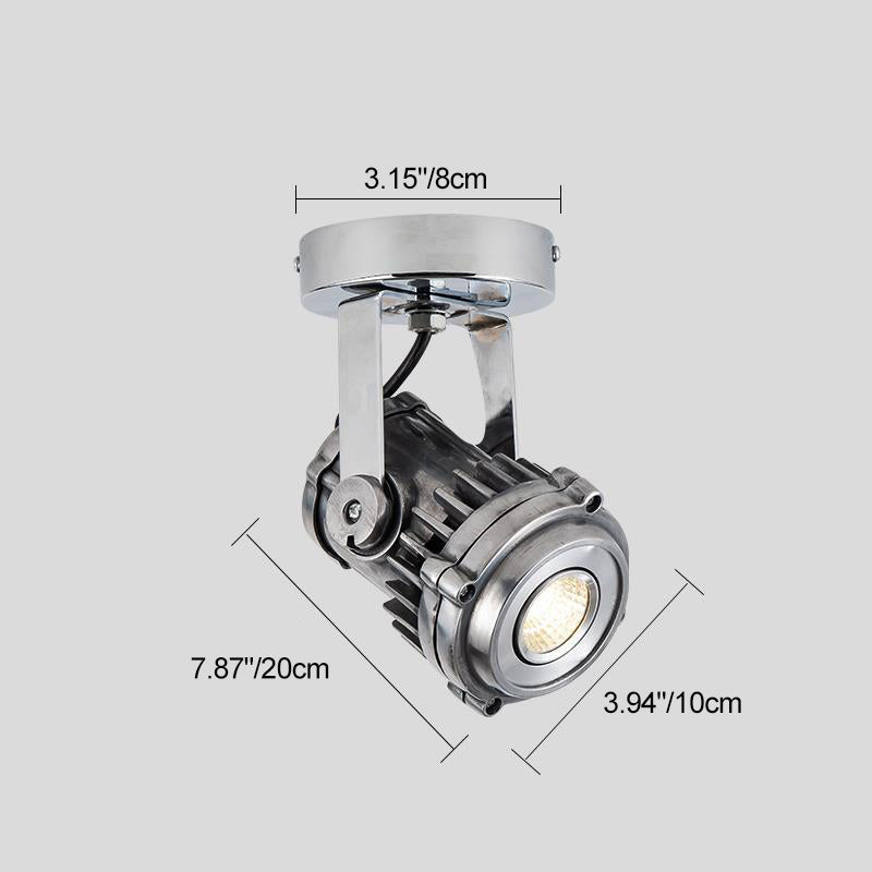 Contemporary Industrial Distressed Aluminum Adjustable LED Spotlight Semi-Flush Mount Ceiling Light