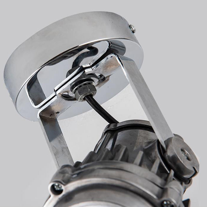 Contemporary Industrial Distressed Aluminum Adjustable LED Spotlight Semi-Flush Mount Ceiling Light