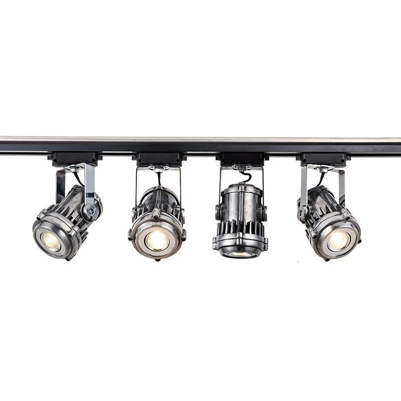 Contemporary Industrial Distressed Aluminum Adjustable LED Spotlight Semi-Flush Mount Ceiling Light