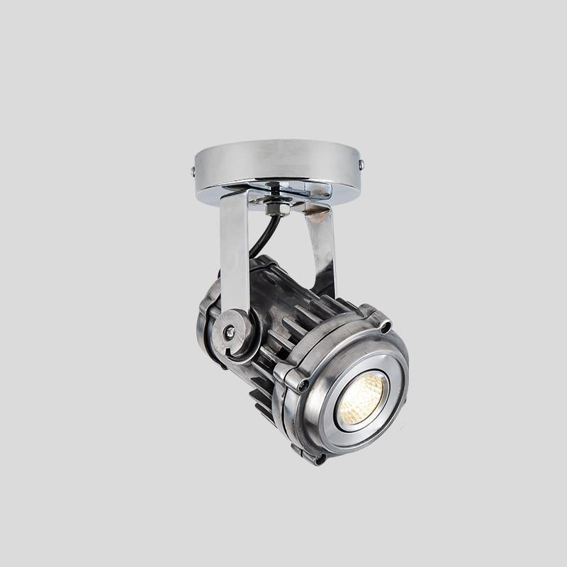 Contemporary Industrial Distressed Aluminum Adjustable LED Spotlight Semi-Flush Mount Ceiling Light