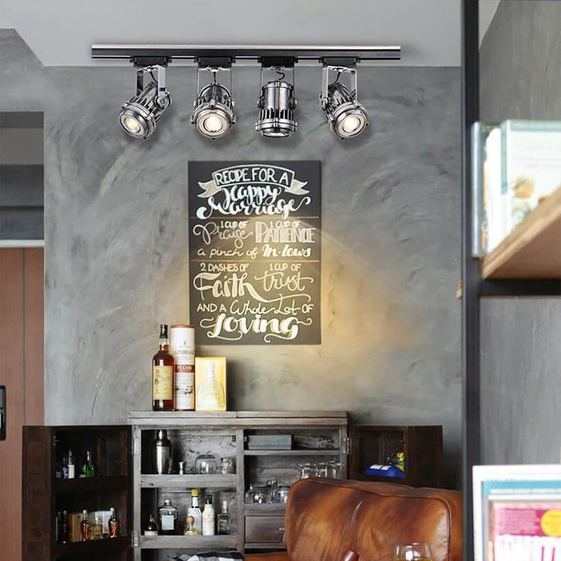 Contemporary Industrial Distressed Aluminum Adjustable LED Spotlight Semi-Flush Mount Ceiling Light