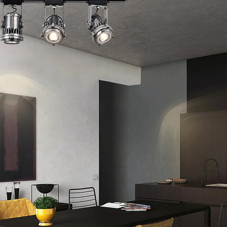 Contemporary Industrial Distressed Aluminum Adjustable LED Spotlight Semi-Flush Mount Ceiling Light