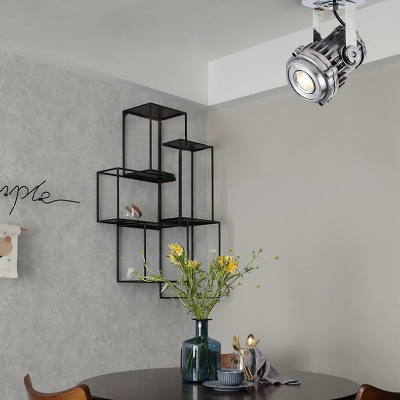 Contemporary Industrial Distressed Aluminum Adjustable LED Spotlight Semi-Flush Mount Ceiling Light