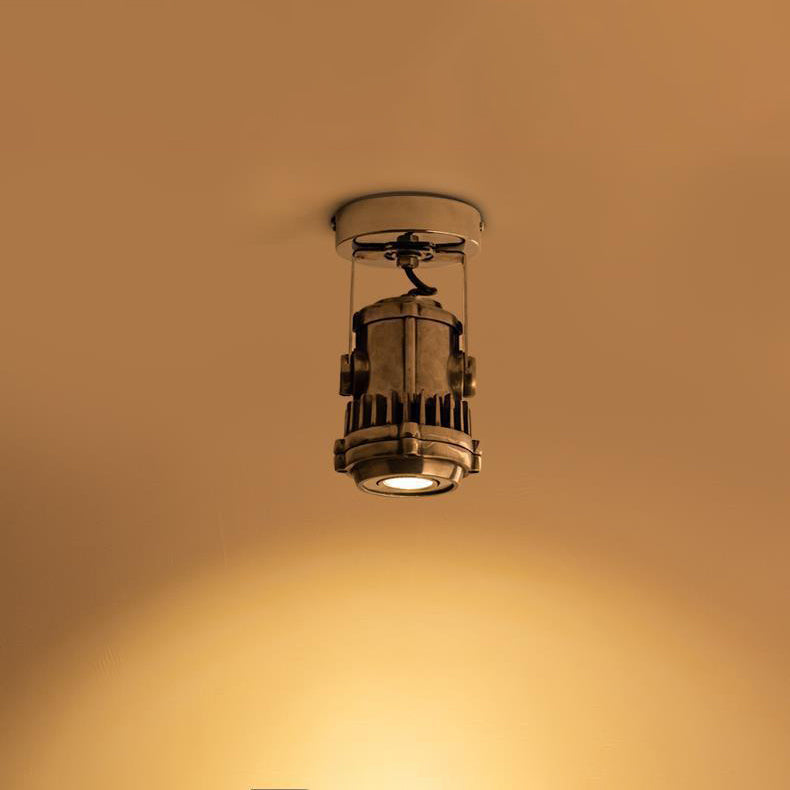 Contemporary Industrial Distressed Aluminum Adjustable LED Spotlight Semi-Flush Mount Ceiling Light