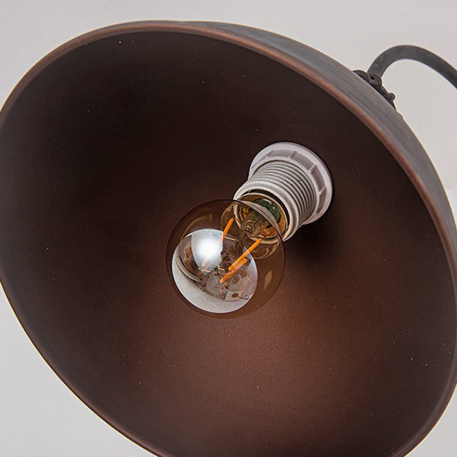 Traditional Colonial Distressed Iron Rotatable Semicircle Shade Adjustable Rod 1-Light Floor Lamp for Bedroom