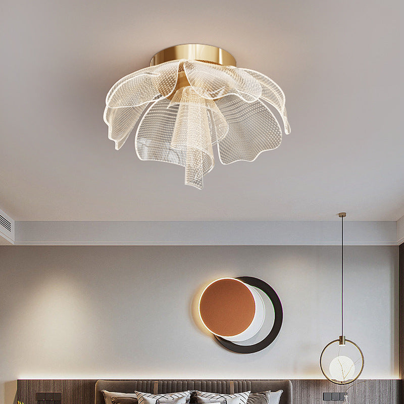 Modern Luxury Flower Petal LED Flush Mount Ceiling Light for Bedroom