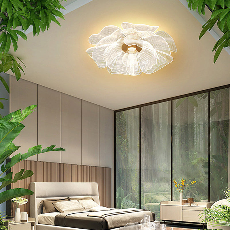 Modern Luxury Flower Petal LED Flush Mount Ceiling Light for Bedroom