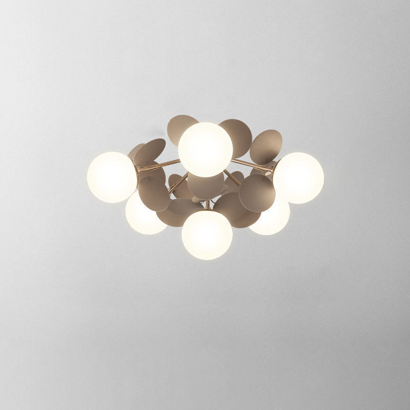 Contemporary Scandinavian Colorful Flower Orb Semi-Flush Mount Ceiling Light for Bedroom - 1/4/6/8 Light Options