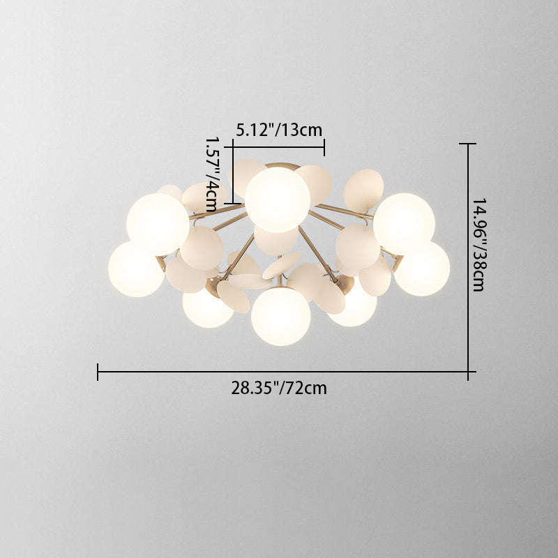 Contemporary Scandinavian Colorful Flower Orb Semi-Flush Mount Ceiling Light for Bedroom - 1/4/6/8 Light Options