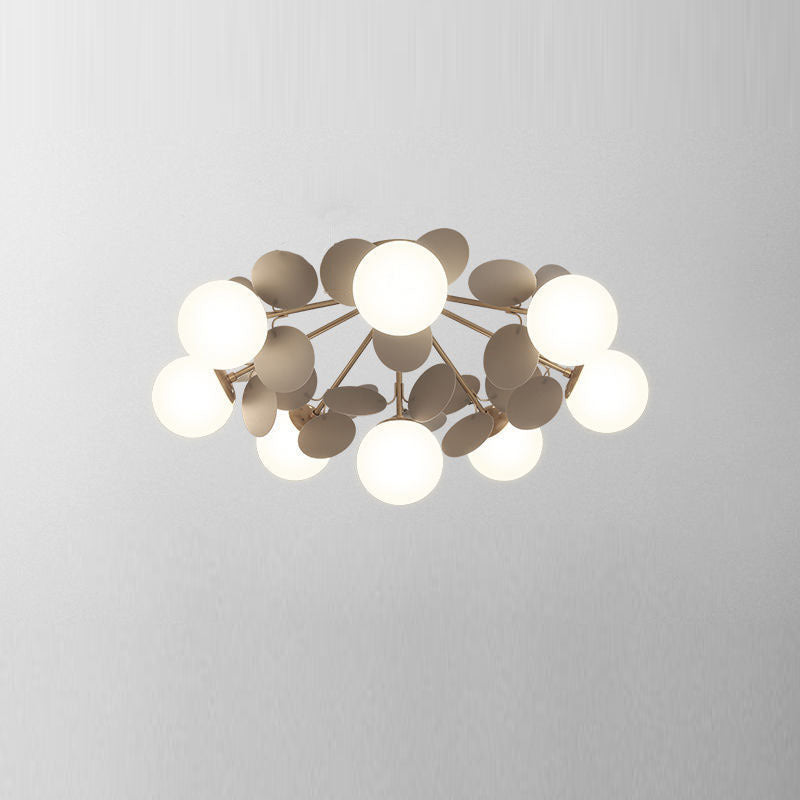 Contemporary Scandinavian Colorful Flower Orb Semi-Flush Mount Ceiling Light for Bedroom - 1/4/6/8 Light Options