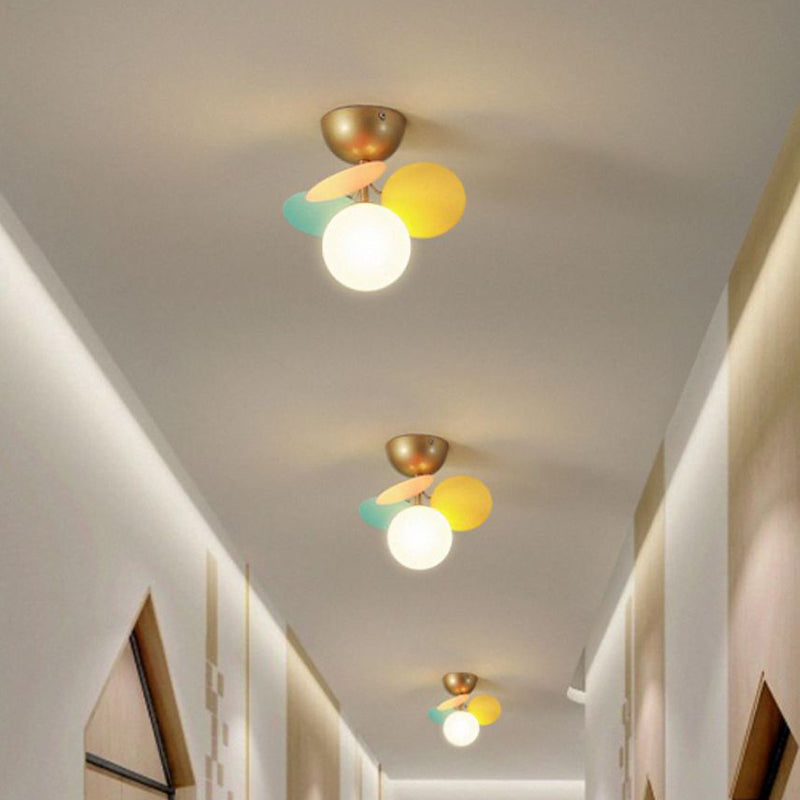 Contemporary Scandinavian Colorful Flower Orb Semi-Flush Mount Ceiling Light for Bedroom - 1/4/6/8 Light Options